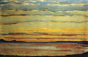 Hodler, Ferdinand: Sonnenuntergang am Genfer See, 1915.